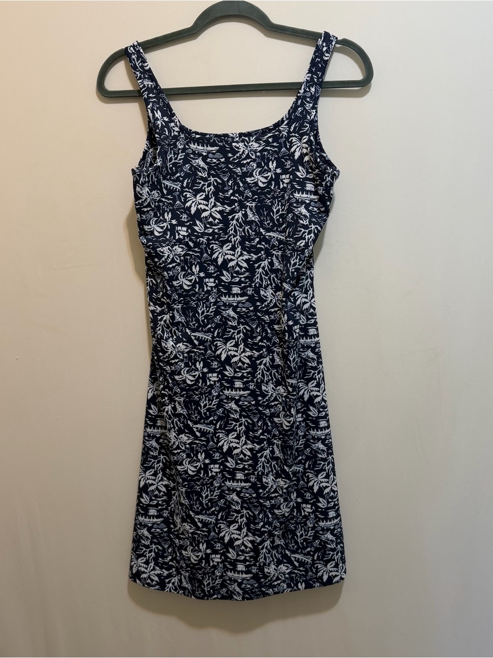 Navy and White Floral Midi Dress - Sleeveless Summer Dress